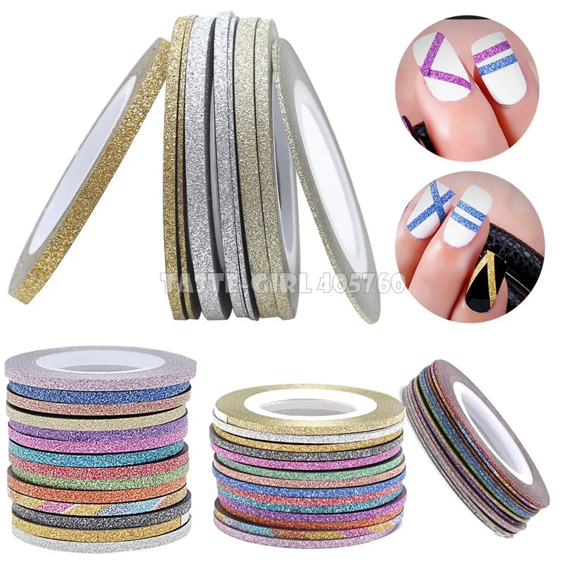 14 Colors 1mm 2mm 3mm Gold Silver Frosted Texture Nail Art Striping Line Adhesive Sticky Tape Metallic Yarn Decoration Sticker