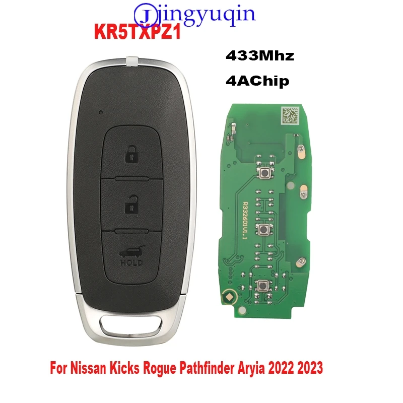 

Jingyuqin корпус дистанционного ключа автомобиля для Nissan Kicks Rogue Pathfinder Aryia 2022 2023 Smart Key 4A 433 МГц KR5TXPZ1