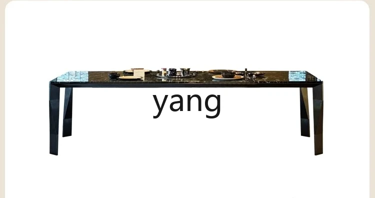 Lmm modern simple dining table rectangular Italian minimalist pure natural marble dining table