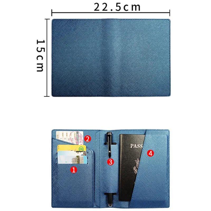 남녀공용 빈티지 비즈니스 여권 커버, 거치대 다기능 ID 은행 카드, PU 가죽 지갑 케이스, 여행 액세서리