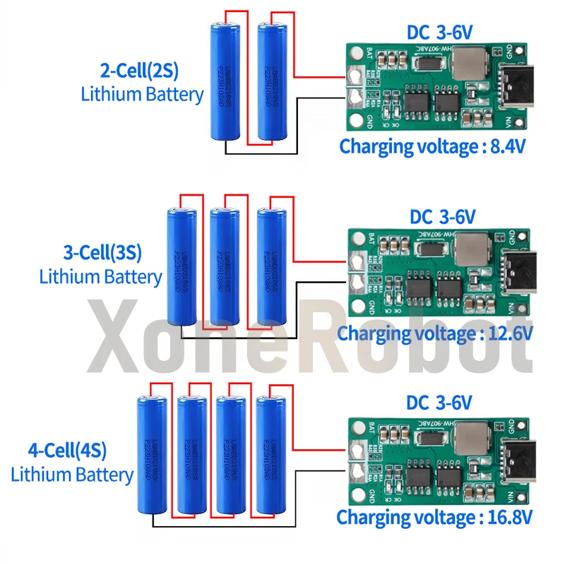 Type C BMS 2S 3S 4S 1A 2A 4A 18650 Lithium Battery Charger Board USB C Step-up Boost Module For Li-Po Polymer Power Bank