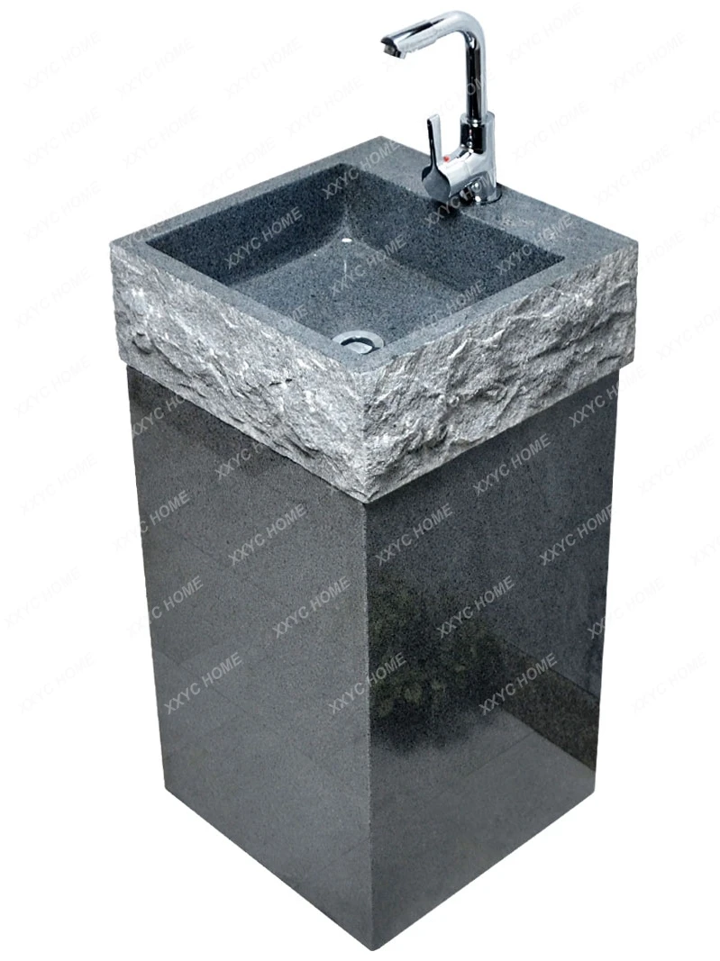 Outdoor Marble Washbasin Courtyard Garden Balcony Outdoor Pool Art Stone Integrated Column Washbasin