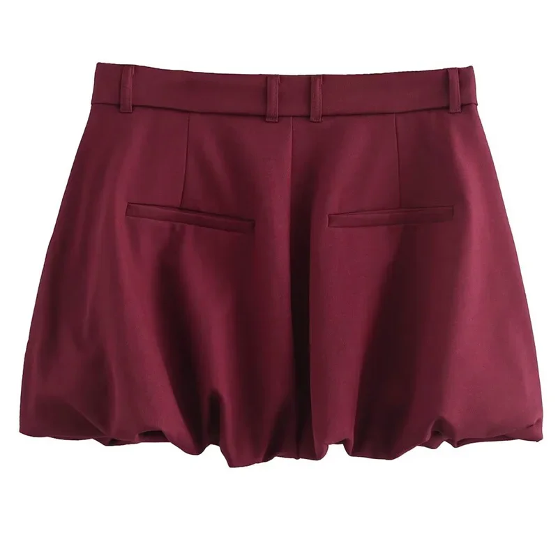 Damesrok Bordeaux Minirok Zomer Ballon Korte Rok Dames 2024 Hoge Taille Rok Koreaanse Stijl Lace-Up Preppy Rokken