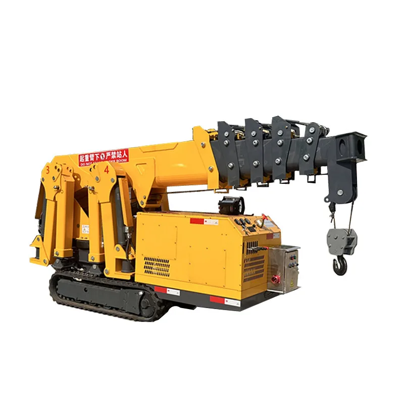 Foldable Electric Spider Rubber Crawler Cantilever  Extended Boom Telescopic Crane Hydraulic Mobile Floor Car Engine Cranes