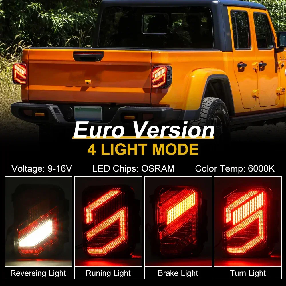 

Для Jeep Gladiator JT 2020-2025 Автомобильный светодиодный задний фонарь с обратным стоп-сигналом, дымовыми линзами, стоп-сигнал, указатель поворота, задний фонарь для грузовика
