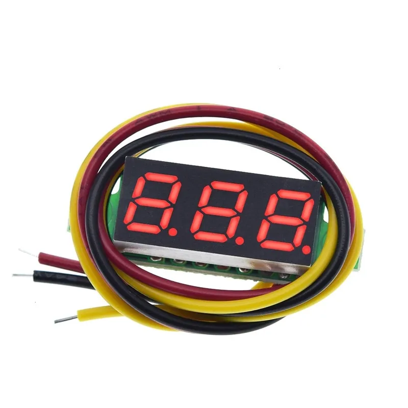 4pcs Digital Mini Digital Voltmeter 0.28Inch Three-Line 0-100V Digital Voltmeter Gauge Tester LED Display Panel Voltmeter