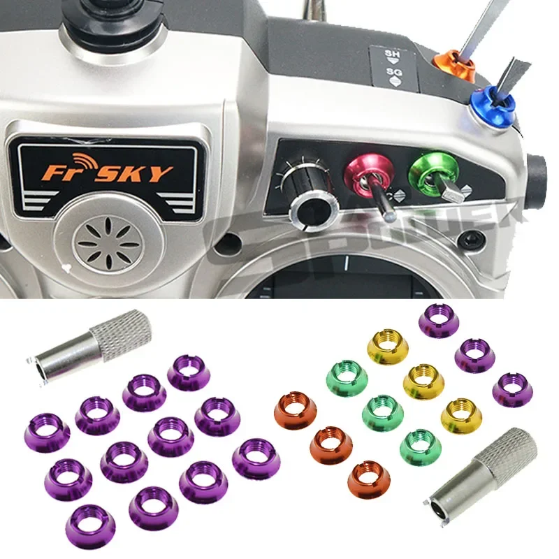 12pcs STAR POWER Radio Control Switch 7 Color Nut with 1pcs Wrench for  RadioLink Futaba JR Frsky i6