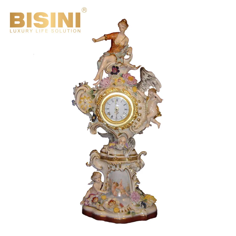 Household Use European-style Flower Decorative Clock Entrance Living Room  Table Decoration, Creative Table Clock