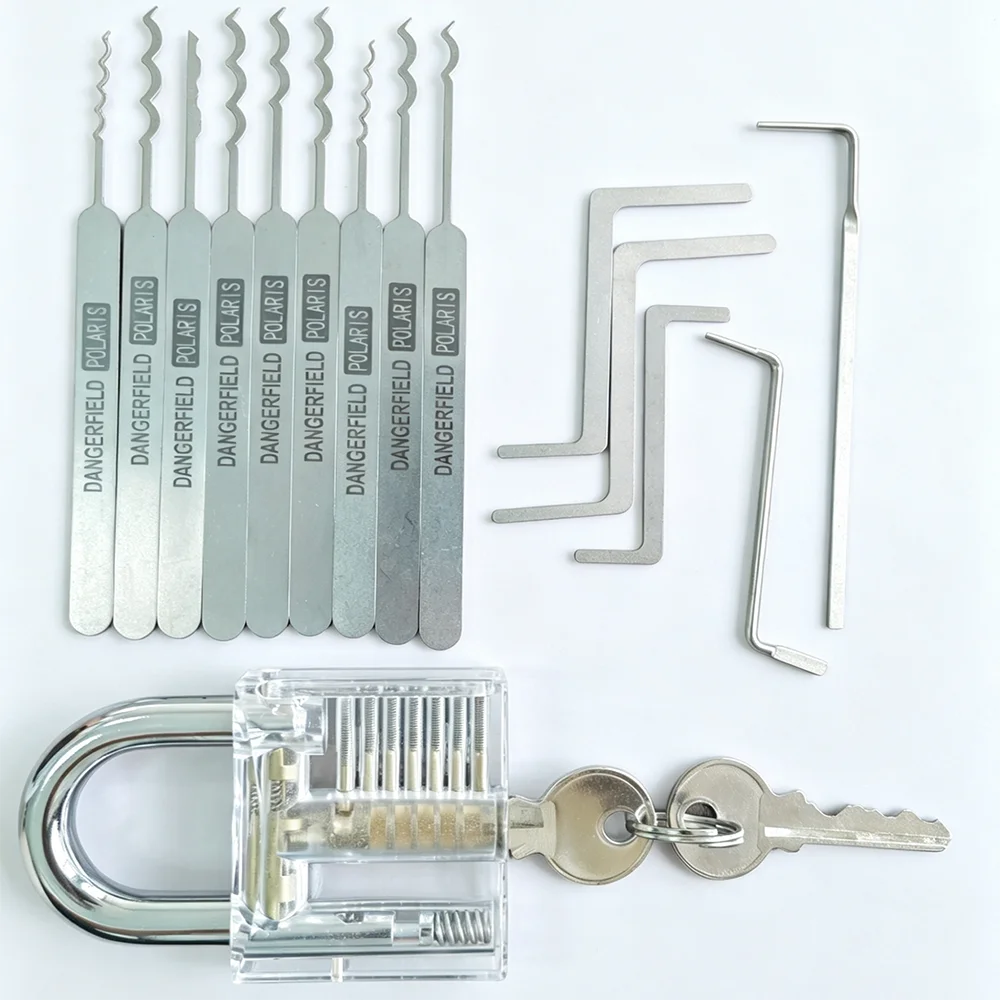15Pcs Lock Pick Set Key Extractor Padlocks Kit for Locksmith Training Pin Broken Key Hand Tools for Unlocking