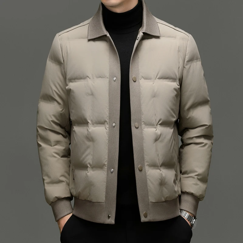 Ture 90% White Duck Jacket Men 2025 Winter Single Breasted Warm Coat Father Classic Notched Collar Duck Down Puffer Jacket