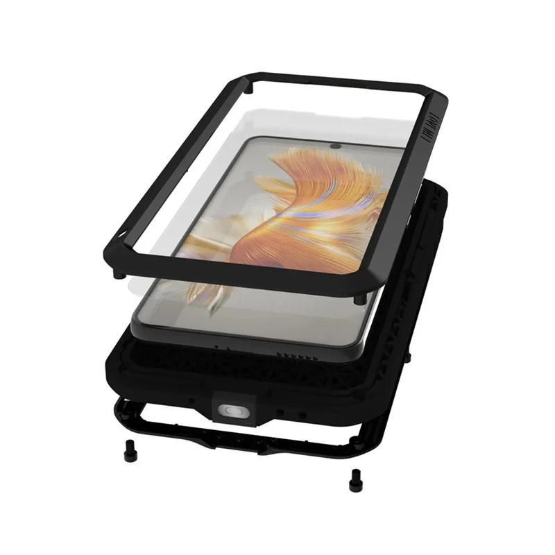 Fashion Love Mei Phone Case Silicone Military Grade Metal Protective Cover Shockproof and Dustproof for Huawei P60 P60pro P60art