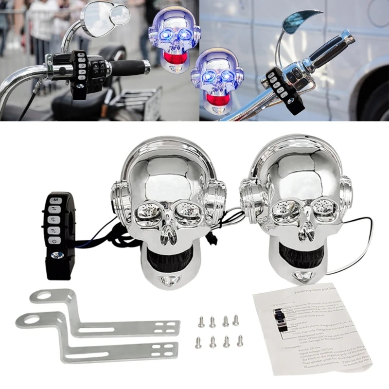 

Динамик Череп Сабвуфер Bluetooth-совместимый MP3-плеер Стереосистема для мотоцикла