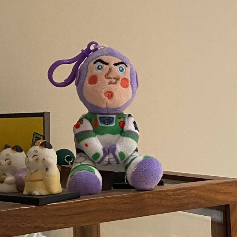 Bonito retro buzz lightyear/moody pingente de pelúcia chaveiro dos desenhos animados casal pingente mochila boneca decoração presente do feriado das crianças