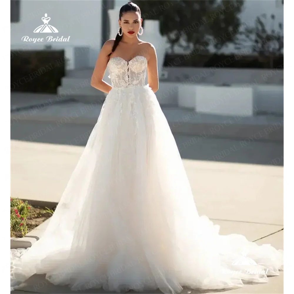 

Roycebridal Strapless A Line Wedding Dress 2025 Court Train Wedding Gown Customizedsuknia ślubnavestidos de festaשמלת כלהevening