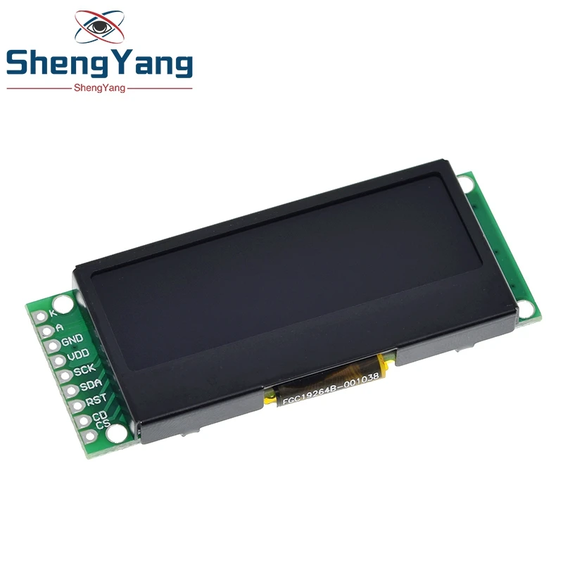Lcd19264 tzt 192*64 192x64 matriz gráfica módulo lcd tela 3.3-5v lcm controlador uc1609c embutido com luz de fundo led