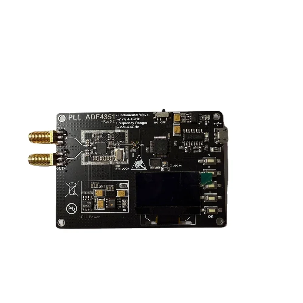 

2026 HAMGEEK ADF4351 On-Board Module 35M-4.4G RF Signal Generator Board with Built-in Battery & 1.8" Screen