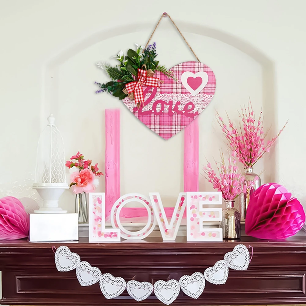 Valentine's Day Decoration Plaques for Home Decor Wooden Signs XOXO LOVE Heart Shaped Pendant Wall Front Door Hanging Ornament