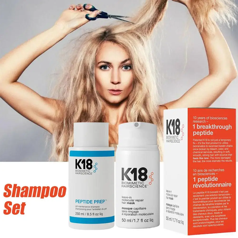 Champú K18 y mascarilla para el cabello sin aclarado, hidratante profunda, nutre el cabello, acondicionador, brillo, alisado del cabello, tratamiento del cuero cabelludo