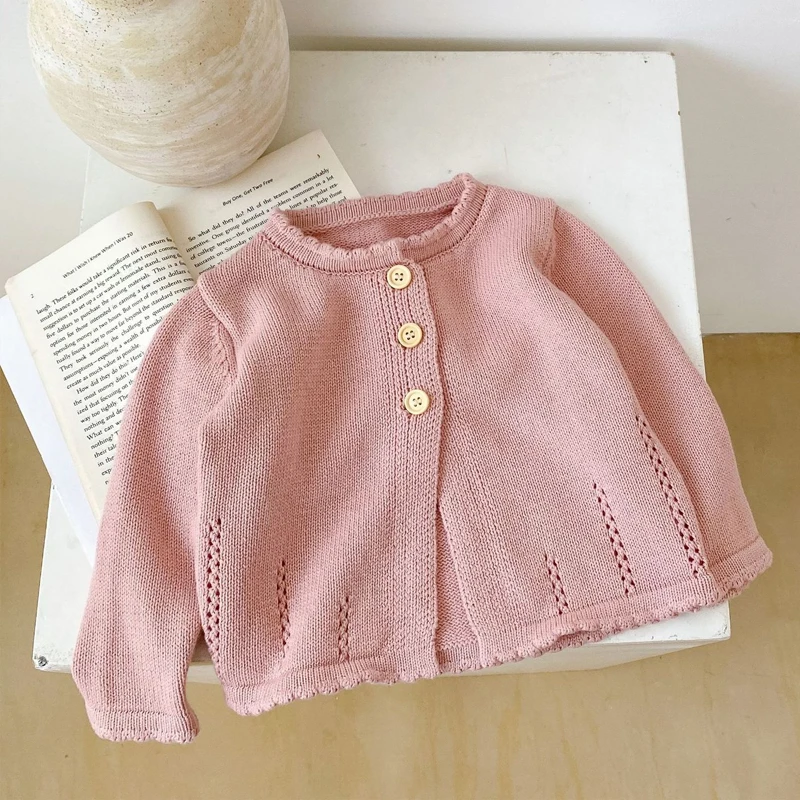 Autunno nuovo abbigliamento per bambini, 0-3 anni neonata dolce cento cardigan a torre maglione lavorato a maglia in filato di cotone giacca