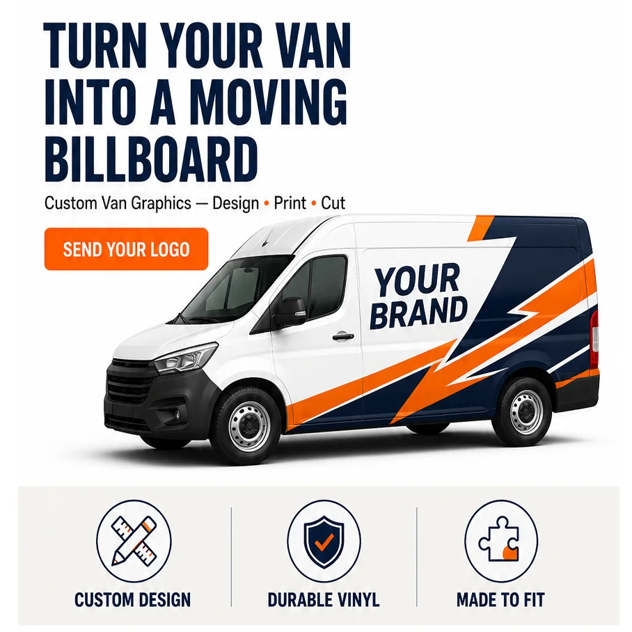 Custom Van Full Body Vinyl Wrap Personalized Business Logo Advertising Graphic Decal for Commercial Vehicle Branding