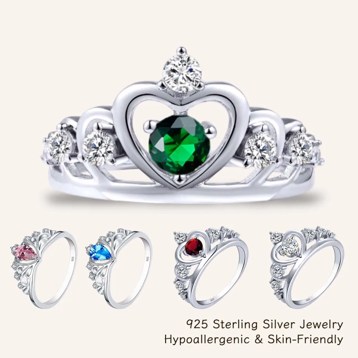 

Изысканное кольцо из стерлингового серебра 925 пробы с муассанитом 0.1 карата в форме сердца-короны для женщин, с имитацией бриллианта, для свадьбы, на день рождения, модное, роскошное ювелирное украшение