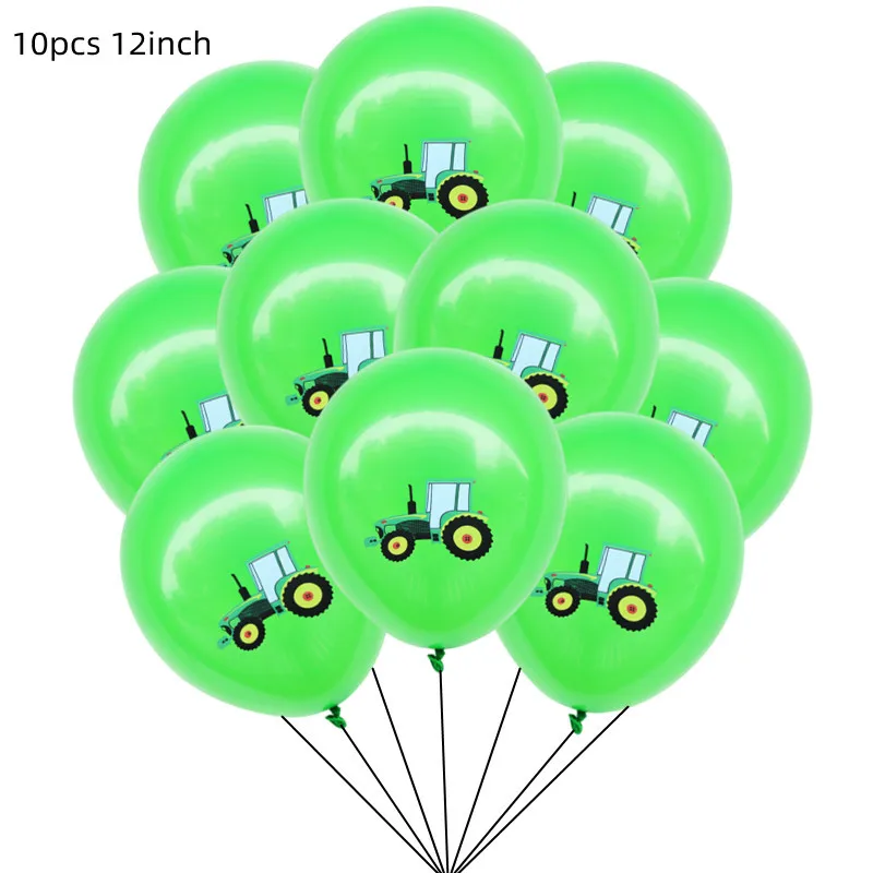 Grüner Bauernhof-Traktor, Mottoparty-Dekoration, Bagger, Fahrzeug, Geburtstag, Teller, Banner, Ballon, Cupcake-Topper, 1. 2, Partyzubehör – Detail 9