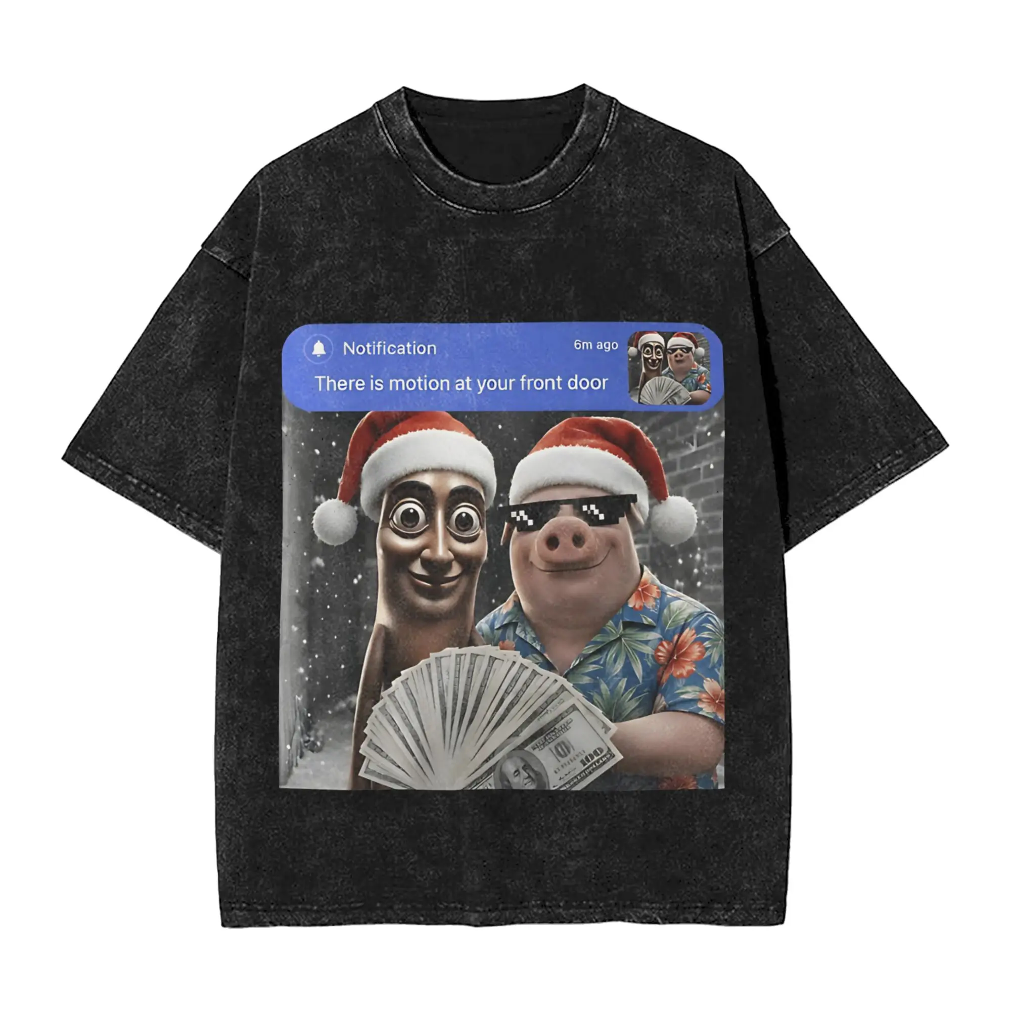 Christmas July John Pork Meme  Accessories Washed T Shirts for Men Women Streetwear Hip Hop T-Shirts Graphic  Tees Tops Cotton