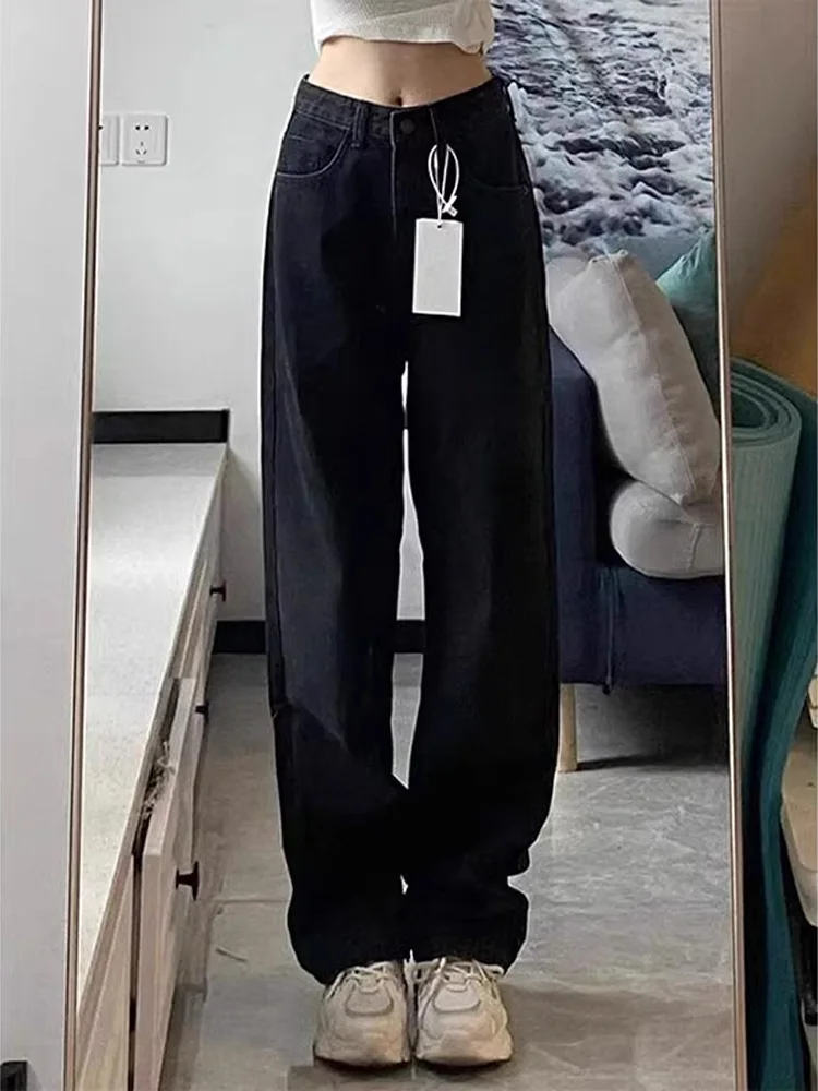 

Trendy Men's Bla Denim Jeans High Street Sle Straight Leg Micro Flared Pants Autumn Winter Collection Fce Lined Cotton