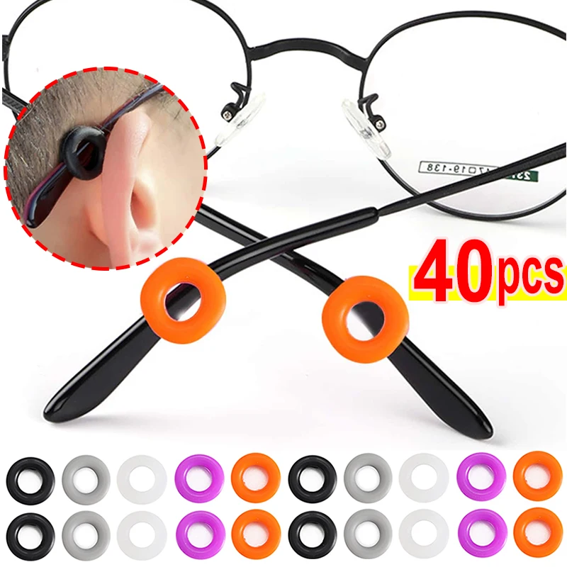 40pcs Transparent Silicone Anti-slip Eyeglass Ear Hooks Colorful Round Retainer Holder Glasses Ear Hook EyeGlasses Accessories