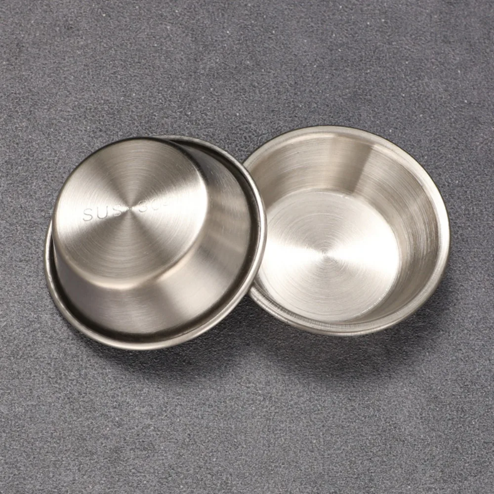 5pcs Kitchen Gadgets Stainless Steel Egg Tart Mold Reusable Round Sauce Cup Rust-proof Cookie Mold Pudding