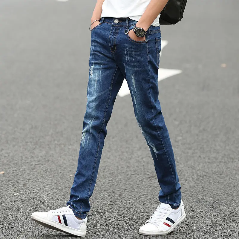 

Men's Jeans 2024 Spring Summer Classic Business Casual Loose Straight Pants Solid Color Stretch Long Homme Q270