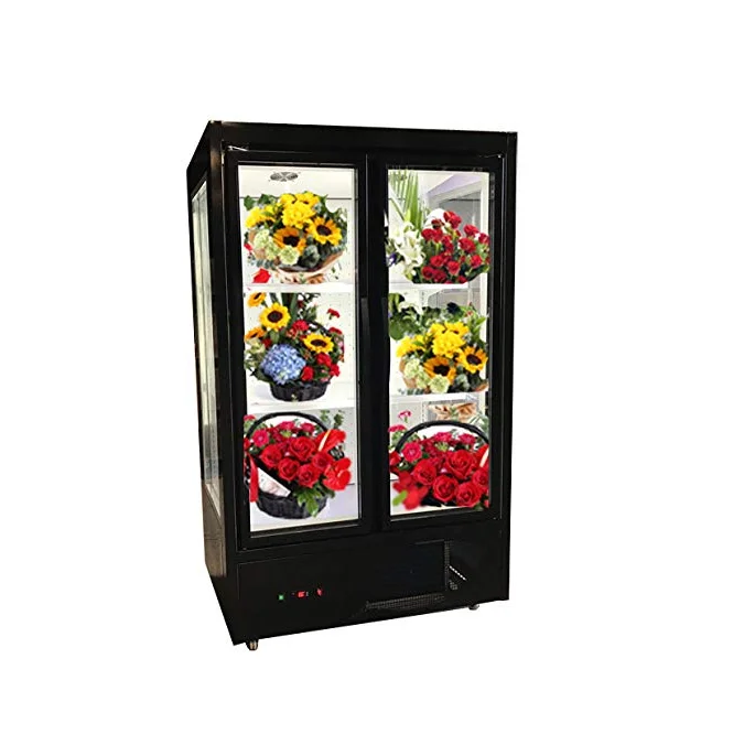 Floral Display Cooler Flower Refrigerator Glass Double Door Commercial  Upright Freezers