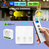 433mhz Wireless Dimmer Light Switch AC 110V 220V 230V Dimmable Switch Remote Control Module for 10~150W LED Bulb Halogen Dimming