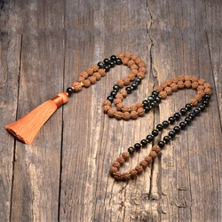 Authentic Genuine Rudraksha Mala 5 face Panchamukhi 108 Beads Japamala Ornament Rosary Japa Mala Necklace Puja Prayer Meditation