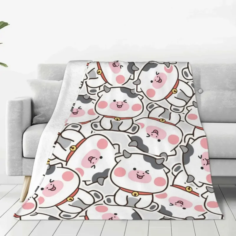 

Cute Cow Cartoon Farm Blanket Animal Wool Awesome Breathable Throw Blankets for Home Spring/Autumn