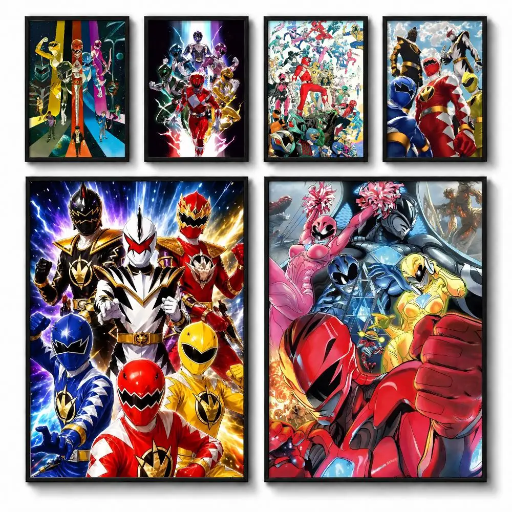 Power Rangers 90s Action Classic Poster Self-adhesive Art Waterproof Paper Sticker Coffee House Bar Room Wall Decor