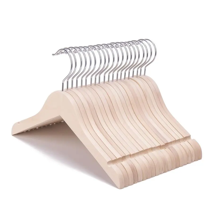 

Набор из 20 неокрашенных натуральных деревянных вешалок для детской одежды (рубашек, платьев, пальто) без покраски, с усиленной защитой от ржавчины 360°