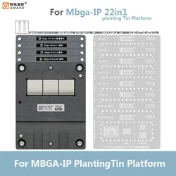 AMAOE Mbga-IP Kit Reballing Stencil Tin Planting Fixture Steel Mesh Platform CPU NAND WIFI Baseband Repair for Phone 7-14 Series