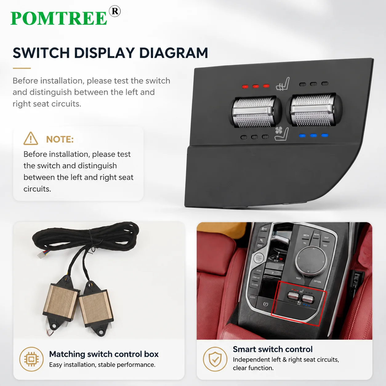 Car Seat Ventilation Kit Fit 2 Seats For BMW X3 I3 IX3,4 Fan Cool+4 Heating Pad,Heating & Ventilating Function In One Set