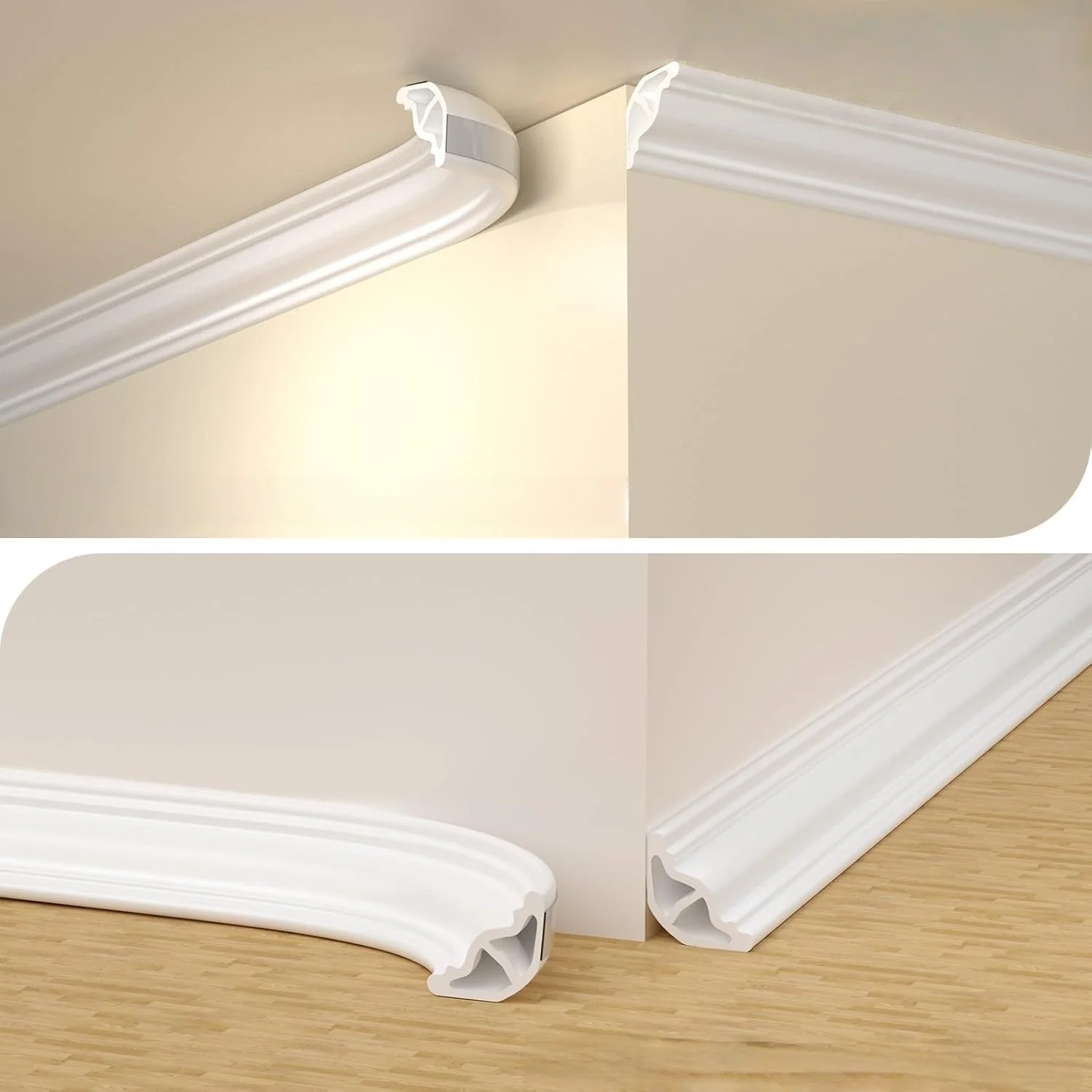 1PC 1m/2mSelf-Adhesive Wall Inner Corner Trim Corner Molding Line Tape Skirting Line Ceiling Caulk Internal Strip Edge Strips