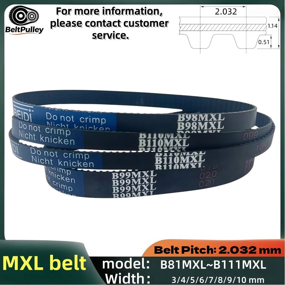 MXL Timing Belt 81-111 Teeth MXL-B81-111 3/4/5/6/7/8/9/10mm Width Rubber Synchronous for 3D Printer CNC Router Parts