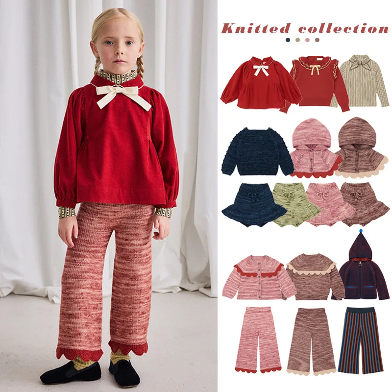 

KIDS 2025 New Autumn Winter Baby Boys Girls Knitwear Cardigan Sweater Princess Dress Skirts& Pants Children's Outwear Jackets
