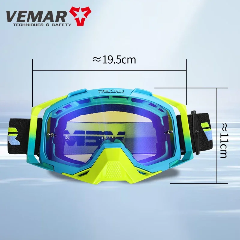 VEMAR Motorcycle Goggles - Windproof Motocross Glasses with UV Protection for Skiing, Cycling & Off-Road Racing