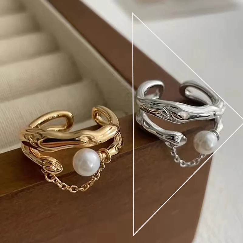 Women's 925 Silver Adjustable Pearl Ring, Elegant Gift