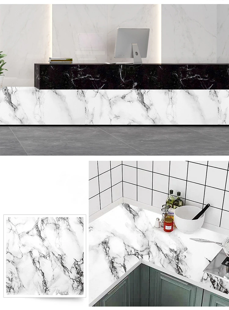 40cm Thick Self-Adhesive Kitchen Imitation Marble Countertop Waterproof, Oil-Proof and High Temperature Resistant Wall Sticker
