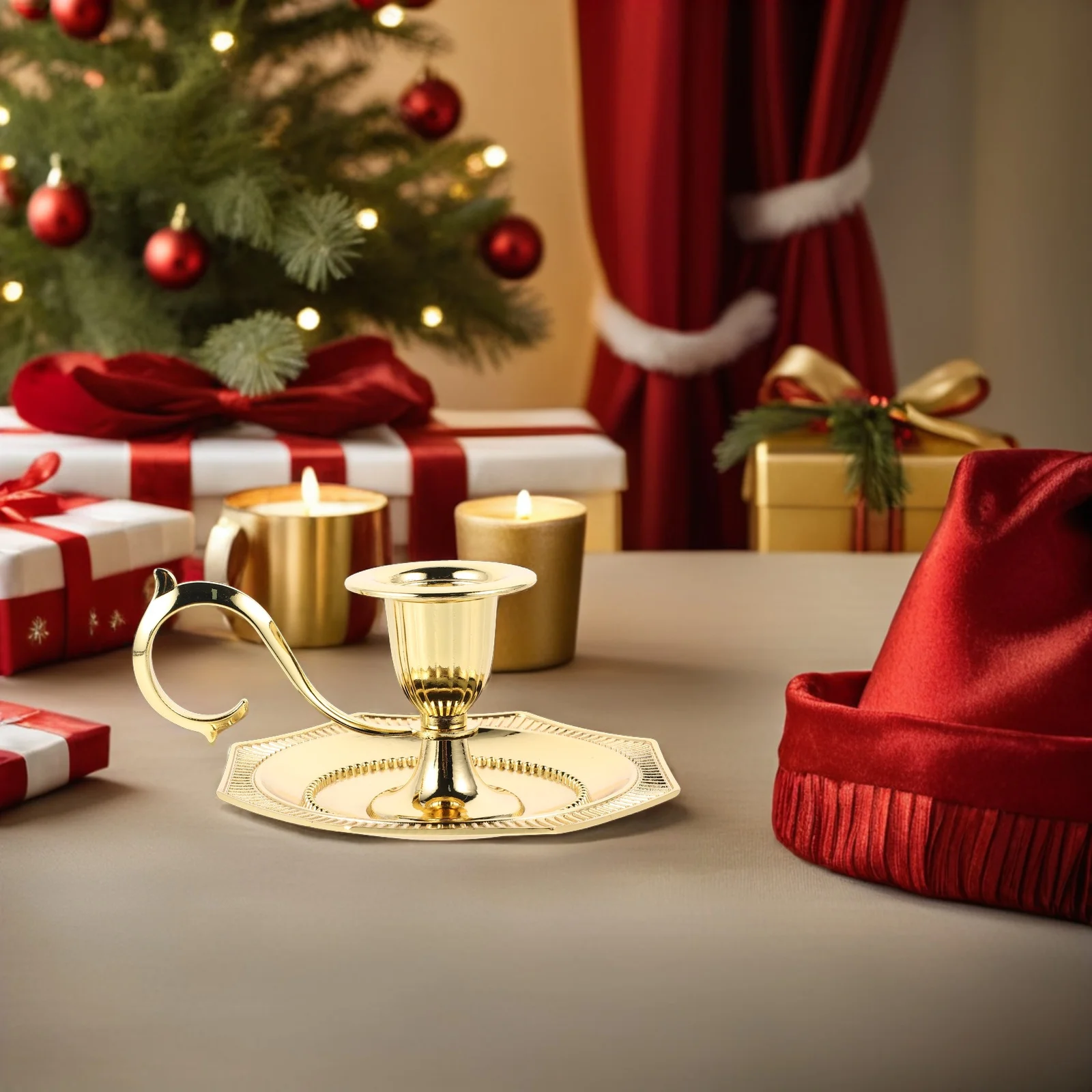 

Retro Alloy Holder - Metal Goblet Stand for Pillar Candles - Vintage Tabletop Candelabra Decor for Church Ceremony Events