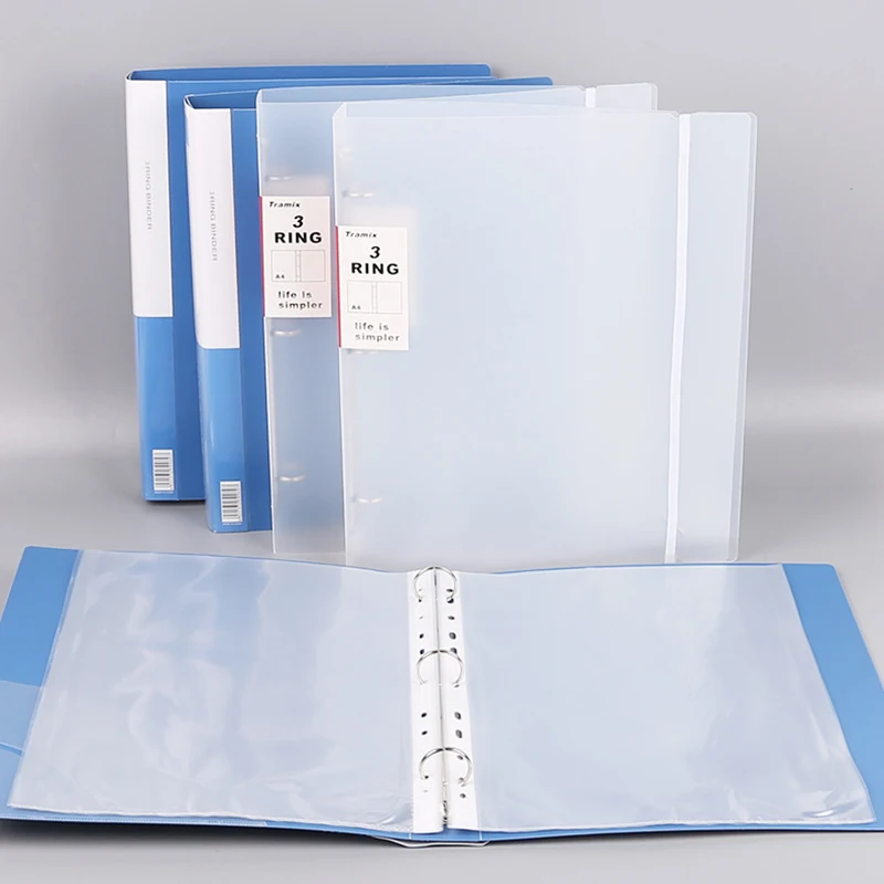 1Set Office Materials Storage Folder Loose Leaf Transparent Data Book File Organizer