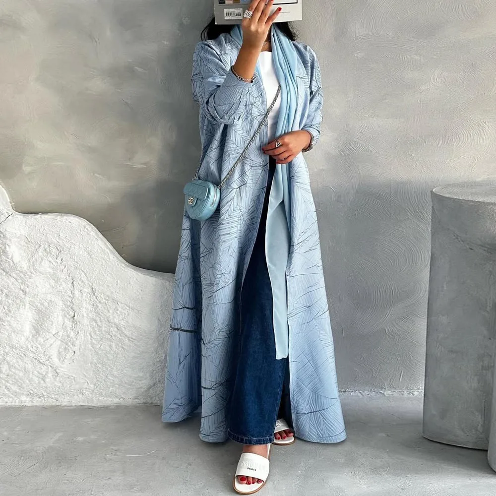 Elegante jacquard Dubai Abaya da donna, Kimono Abaya a maniche lunghe Capispalla musulmano, Abito da golf modesto Abiti islamici Abito Hijabi