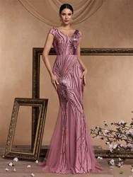 BLUEPLUM Luxury Sleeveless Blue Sequins Formal Evening Dress Women Long Elegant Mermaid Party Maxi Prom Lady Cocktail Gowns