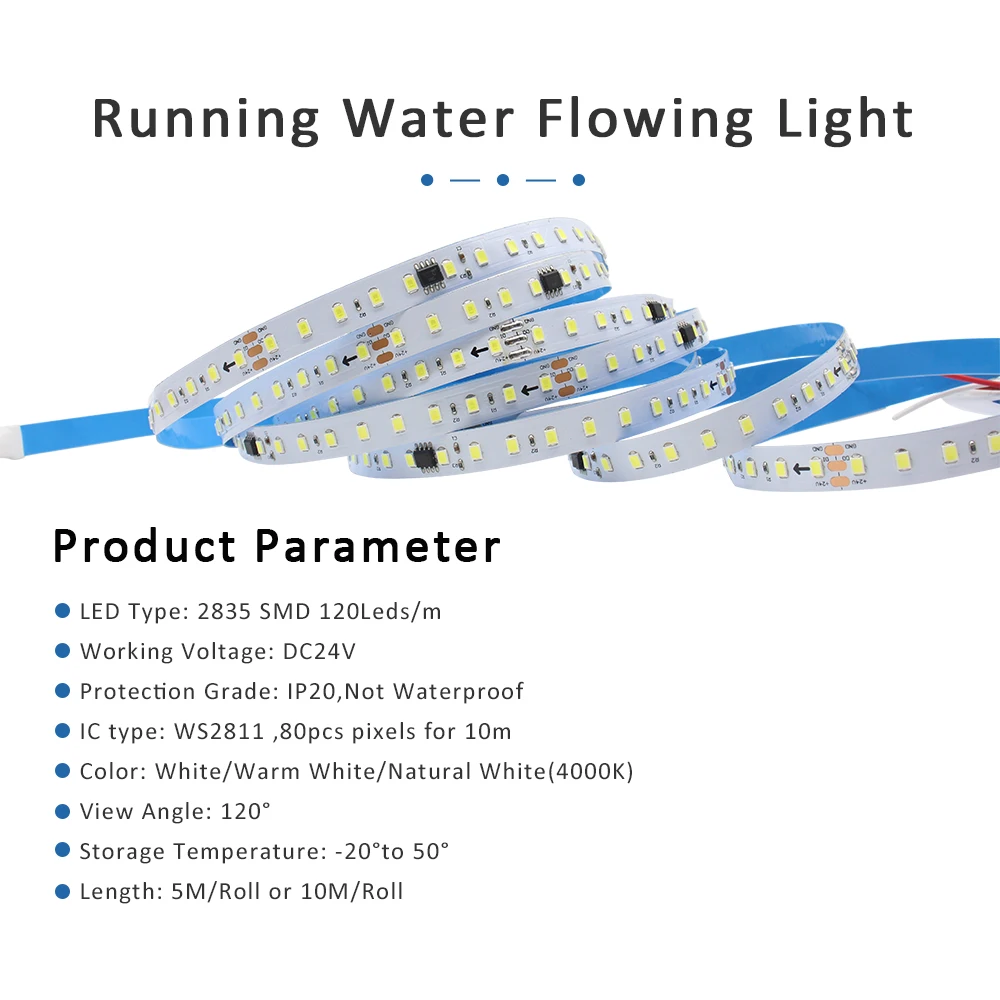 PIR Infrared Motion Sensor LED Strip Light 2835 Bluetooth 10M 15M DC 24V WS2811 Horse Race Running Water Flowing Lamp for Stairs